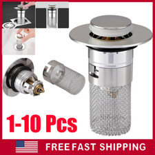 Pop Up Sink Stopper with Stainless Steel Hair Catcher, Drain Filter, Clog-Free