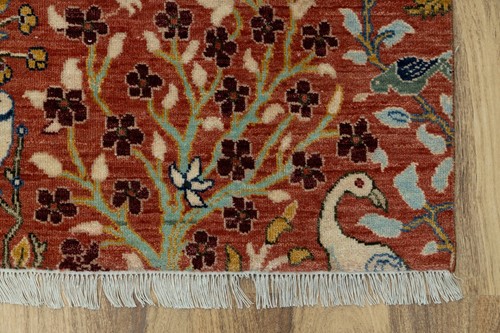 8X10 Red Hand-Knotted Bird Pattern Oushak Wool Rug I FREE SHIPPING I 241 - Picture 15 of 20
