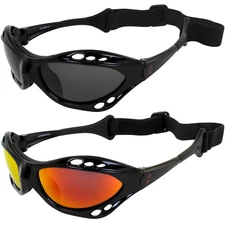 2 Pair Hurricane Category-4 Padded Goggles Anti-Fog Smoke & Red Mirror Lenses