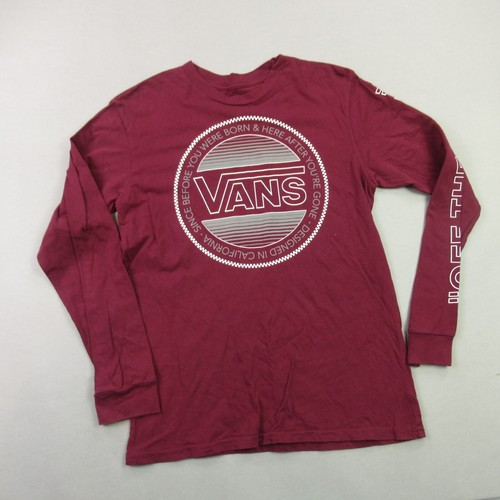 Vans Shirt Boys Large Long Sleeve Casual Crew Neck Lightweight Outdoors Burgundy - Picture 2 of 11