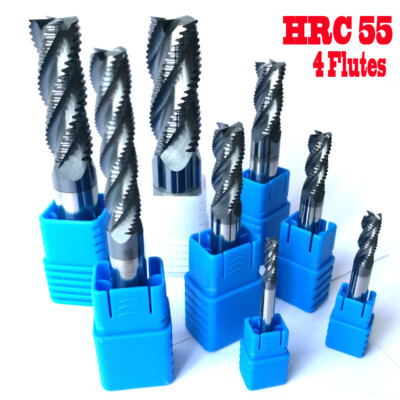 4PCS 3/4/5/6MM 4 Flutes HRC55 Roughing End Mills Square Carbide Cutter milling