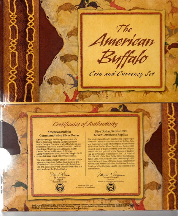 2001 American Buffalo $1 Silver Commemorative Coin Stamp and Currency Set SEALED - Image 4 of 4
