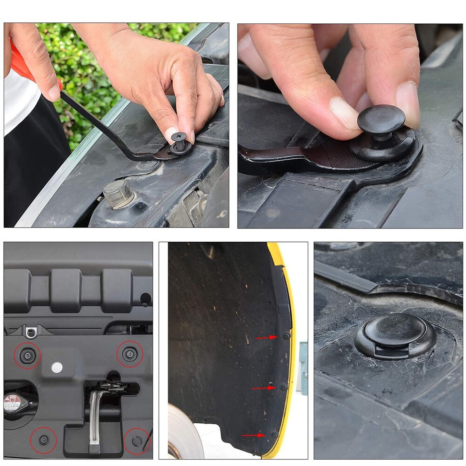 100pc Fit 8mm Hole Car Body Plastic Rivets Fastener Fender Bumper Push ...