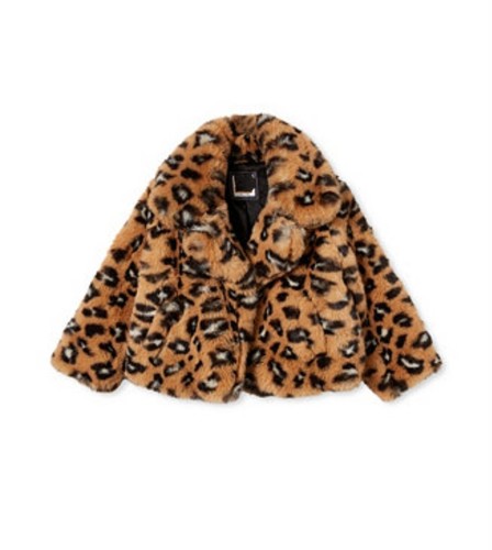 NEW Cotton-On MSRP $70 Dixie Leopard Faux Fur Chiara, Open Faced Coat Girls 1-2T