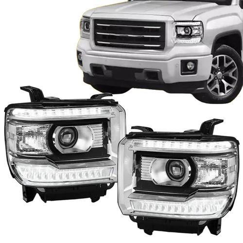 Clear OE Style LED DRL Head Lights Lamps For 2014-2018 GMC Sierra 1500 2500 3500