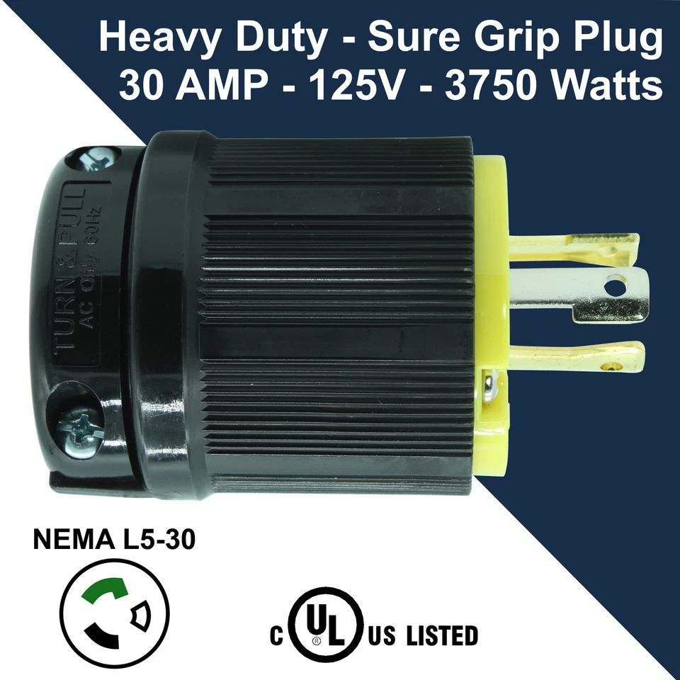 30安培至110适配器L5-30P转3路插座分配器25伏,30安至15A-20 — 第 2/3 张图片