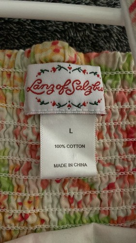 Lanz of Salzburg Dress LARGE Floral Cottagecore Prairiecore Sun Dress Pink Green - Picture 12 of 12