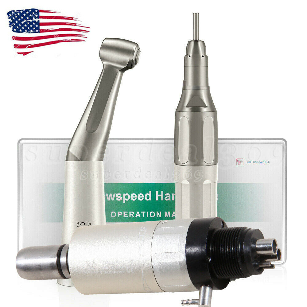 Dental Slow Low Speed Straight/Contra Angle Handpiece 4Hole Air