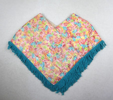 VINTAGE PONCHO - YOUTH - CHILD - RAINBOW - MULTI-COLOR - FRINGE