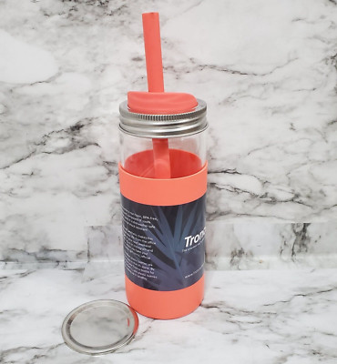 Tronco Silicone Protective Sleeve Glass Tumbler Bottle Metal Lid & Straw 20oz
