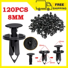 120PCS 8mm Bumper Clips Retainer Auto Car Plastic Rivets Fastener Fender Push 