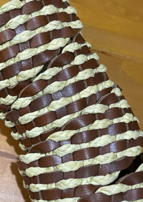 Free People Wide Braided Brown Leather & Jute Horseshoe  display picture 1