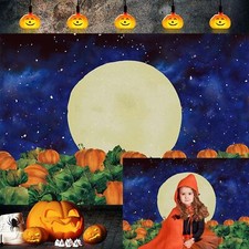 Halloween Pumpkin Field Photography Backdrop Sky Night Moon Halloween Background