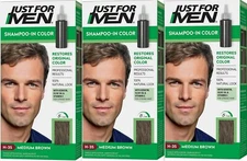 Just for Men H-35 MEDIUM BROWN Hair color Shampoo In ( 3 pack )