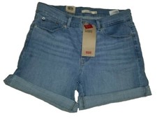 Women's LEVI'S Classic shorts size 6 W28 cuff light blue jeans Mid rise 0905
