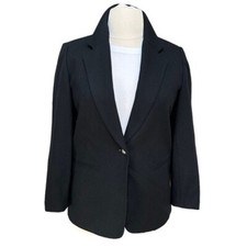 Requirements Jacket Womens Sz. 10 Black Vintage One Button Wool Blazer Jacket