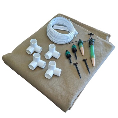 Grassroots Fabric Raised Garden Bed (4' x 4') w/ BluSoak & Blumat Drip Water Kit