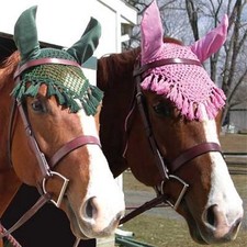 Crochet Fly Veil Ears  Fringe HORSE Size Blue Pink Red Hunter Green Black Purpl