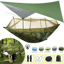 Double Hammock with Mosquito Net Tent Hanging Bed Swing Chair Camping Outdoor US