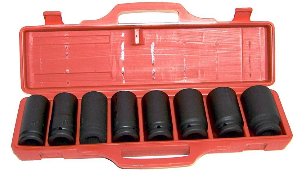 9 pc 3/4" Drive Deep Air Impact Socket Set Metric Axle Nut sockets 6 Points Tool - Image 2 of 2