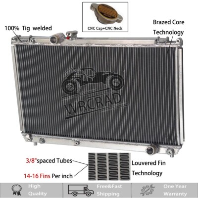 Manual Radiator Fit Toyota MARK II/Chaser JZX100 1JZ-GTE 2.5L L4 MT 1996-2000