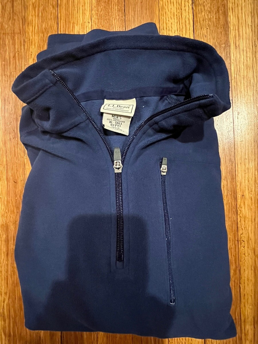 ハピ⁑ LL Bean Mens Vintage 1/4 Zip Fleece Pullover Dark Blue Lightweight