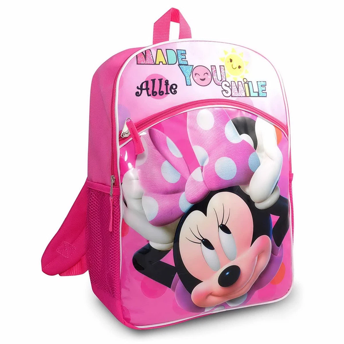 Personalized Minnie Mouse Made You Smile Character Backpack - 16 Inch | eBay