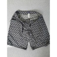 Patagonia Men 31 Geometric Nylon Drawstring Gray Swim Trunk Short Five Pocket