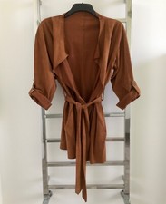 Toast Suede Leather Wrap Jacket, Made In Italy - Tan Brown - Size Small - Mint