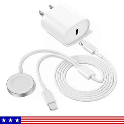20W USB-C Adapter Magnetic Charger Cable Dock For Apple Watch 2/3/4/5/6/SE/7/8