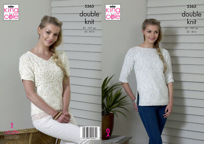 King Cole Damen Doppel Strickmuster Damen Top & Split Hem Tunika 5363