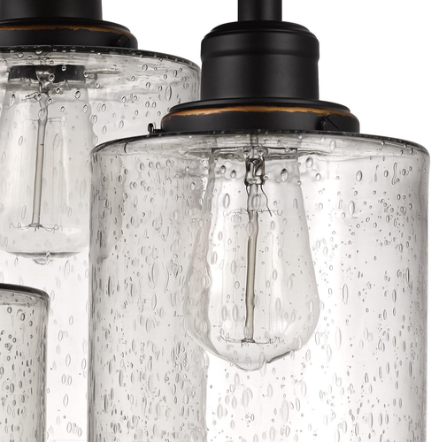 65904 3-Light Bronze Semi-Flush Mount Ceiling Light Fixture with Seeded Glass Sh - Picture 2 of 5