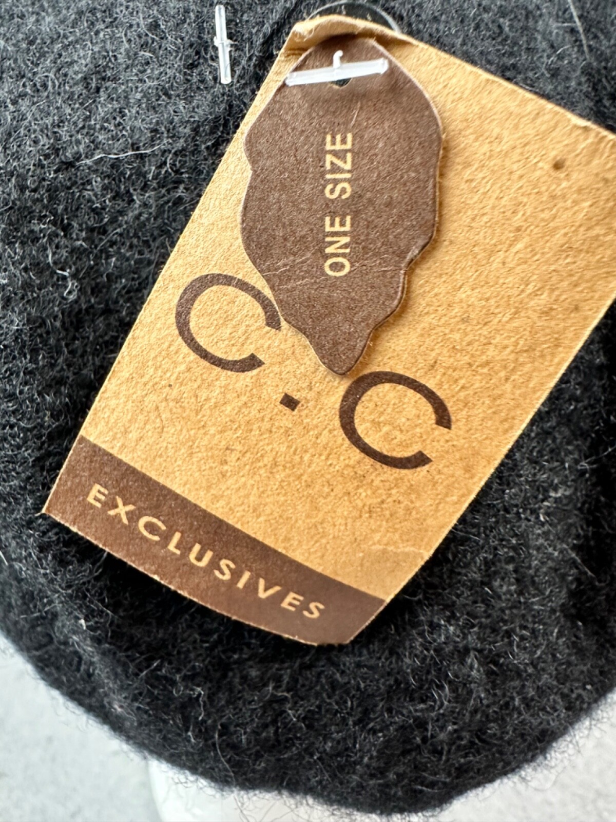 C.C. Exclusives Black Wool Beanie Cap Winter Hat With Bow Accent