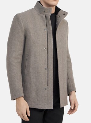 Theory Recycled Melton Stand Collar Coat Jacket Wool Cashmere Men