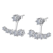 Sterling Silver & Stainless Steel Ear Jacket Earrings Set