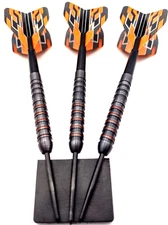 90% 22g Steel Tip Tungsten Darts Black Colour Dart Barrels, Stems + Dart flights