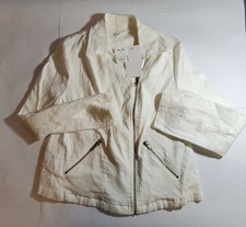 Cute  Ady P Women's Size S Linen Moto Long Sleeved Jacket Nwt Ivory 