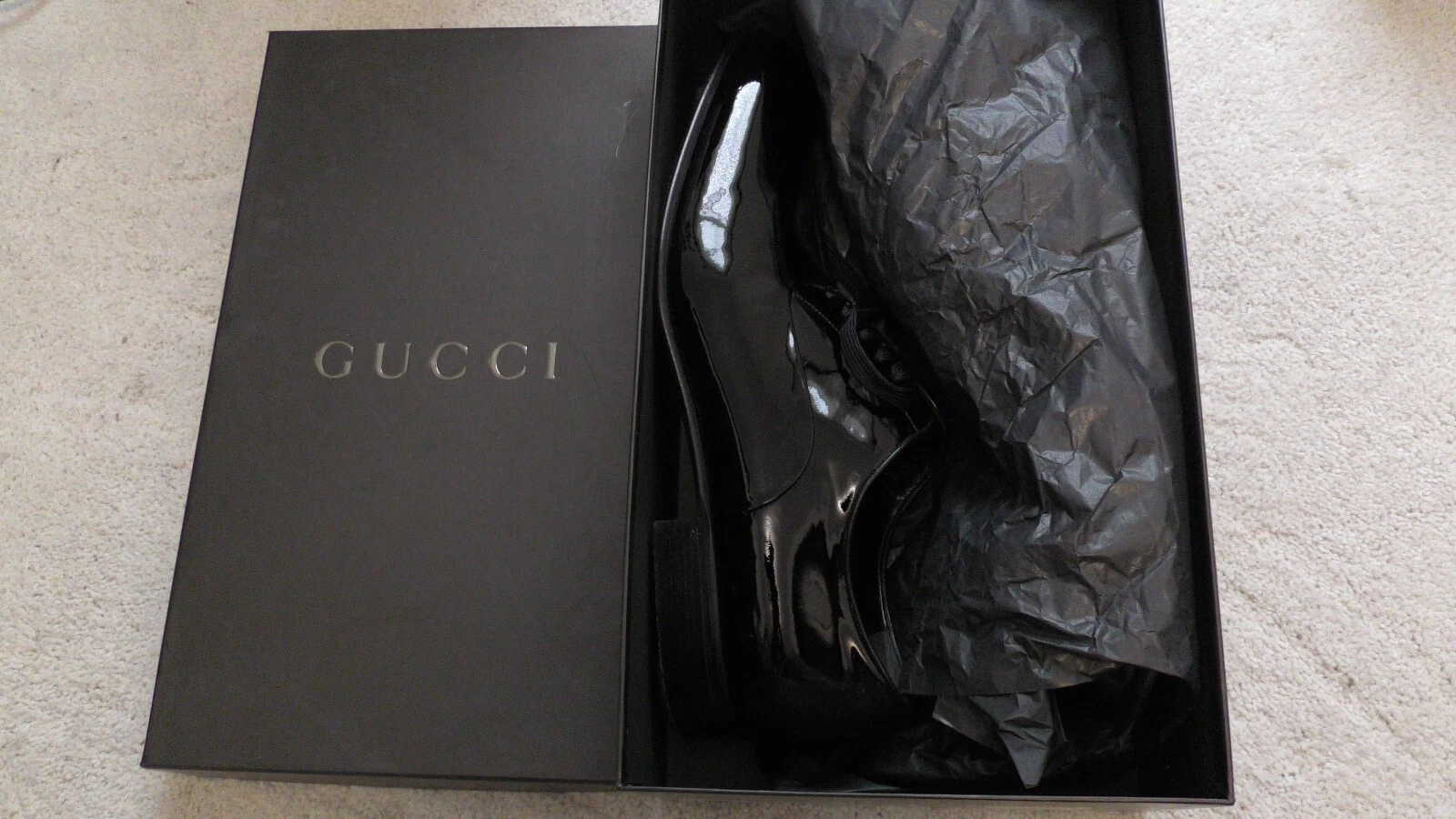 Chaussures Gucci Vernice Diamond en cuir verni neuves dans leur boîte pointure 11/10,5 noir   taille personnalisée