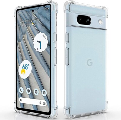 Für Google Pixel 7a Hülle, Slim Klar Silikon Gel Handyhülle + Displayschutz