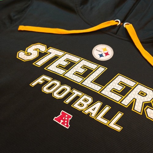 NFL Steelers Felpa con Cappuccio Uomo Medium Nero Pullover TX3 Caldo Poliestere Sportiva Atletica - Foto 5 di 9