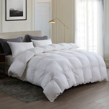 All Season Feather Down Comforter Queen Size White Ultra Soft Machine Washable