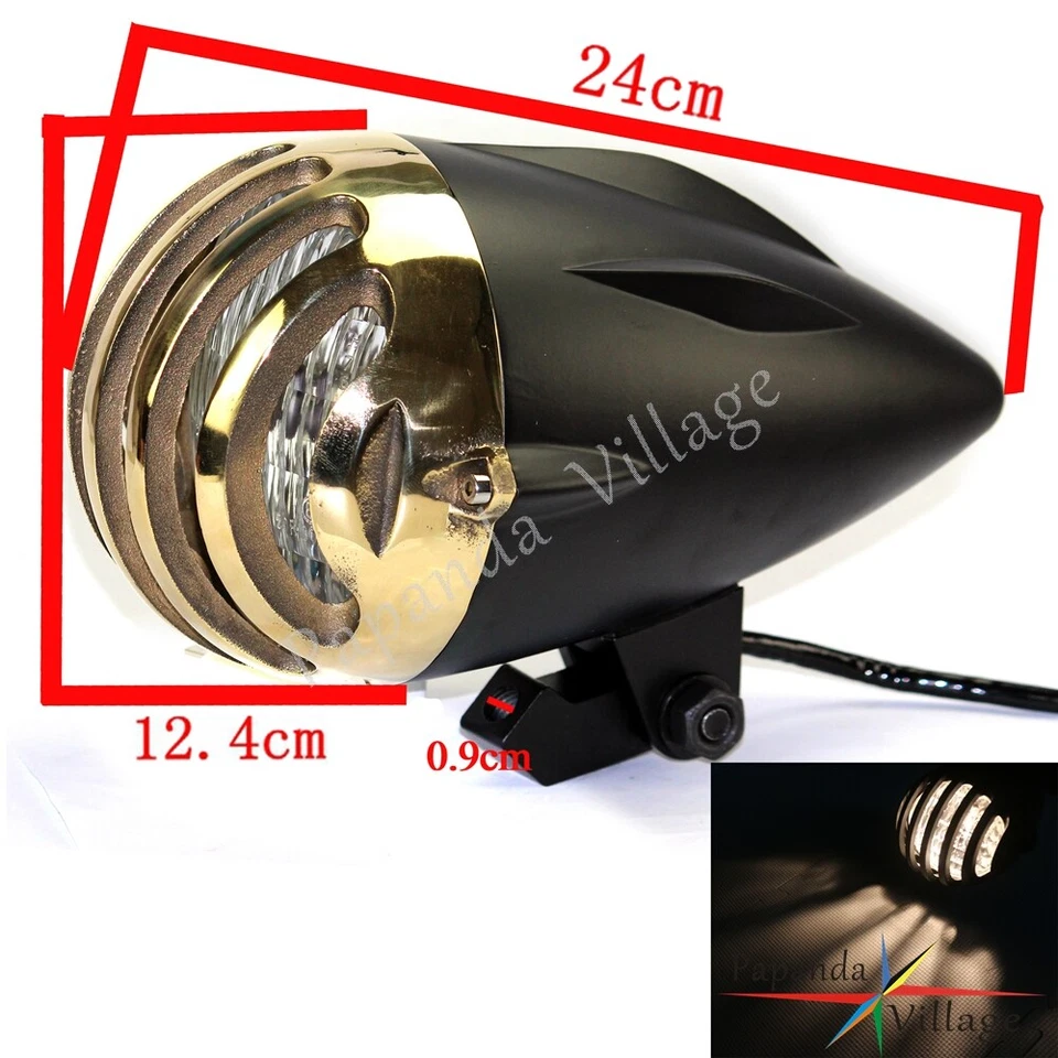 4.5" Headlight Retro Finned Grill Assembly For Harley Chopper Bobber Cafe Racer - Image 2 of 4