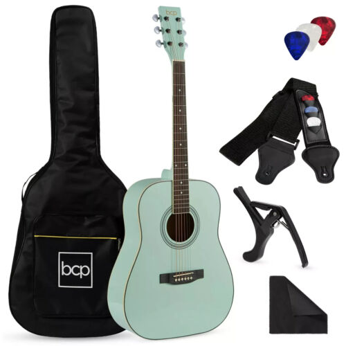 Best Choice 41in Full Size All Wood Beginner Acoustic Guitar Set SoCal Green