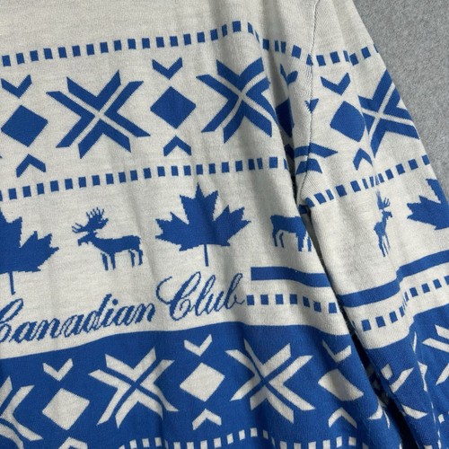 Canadian Club Sweater Mens Size XL Ugly Christmas Blue & White 100% Acrylic - Picture 4 of 12