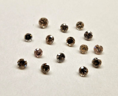 15 Champaign diamonds  genuine round included dia's. 3 to 4.0mm  2.84 cts t.w. 