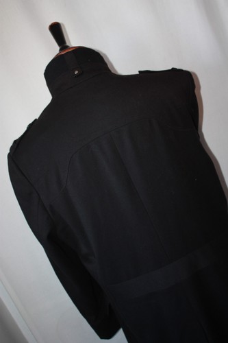 Vtg Italian Couture Voeut black military style long pea coat coat large 42 mod - Picture 16 of 22