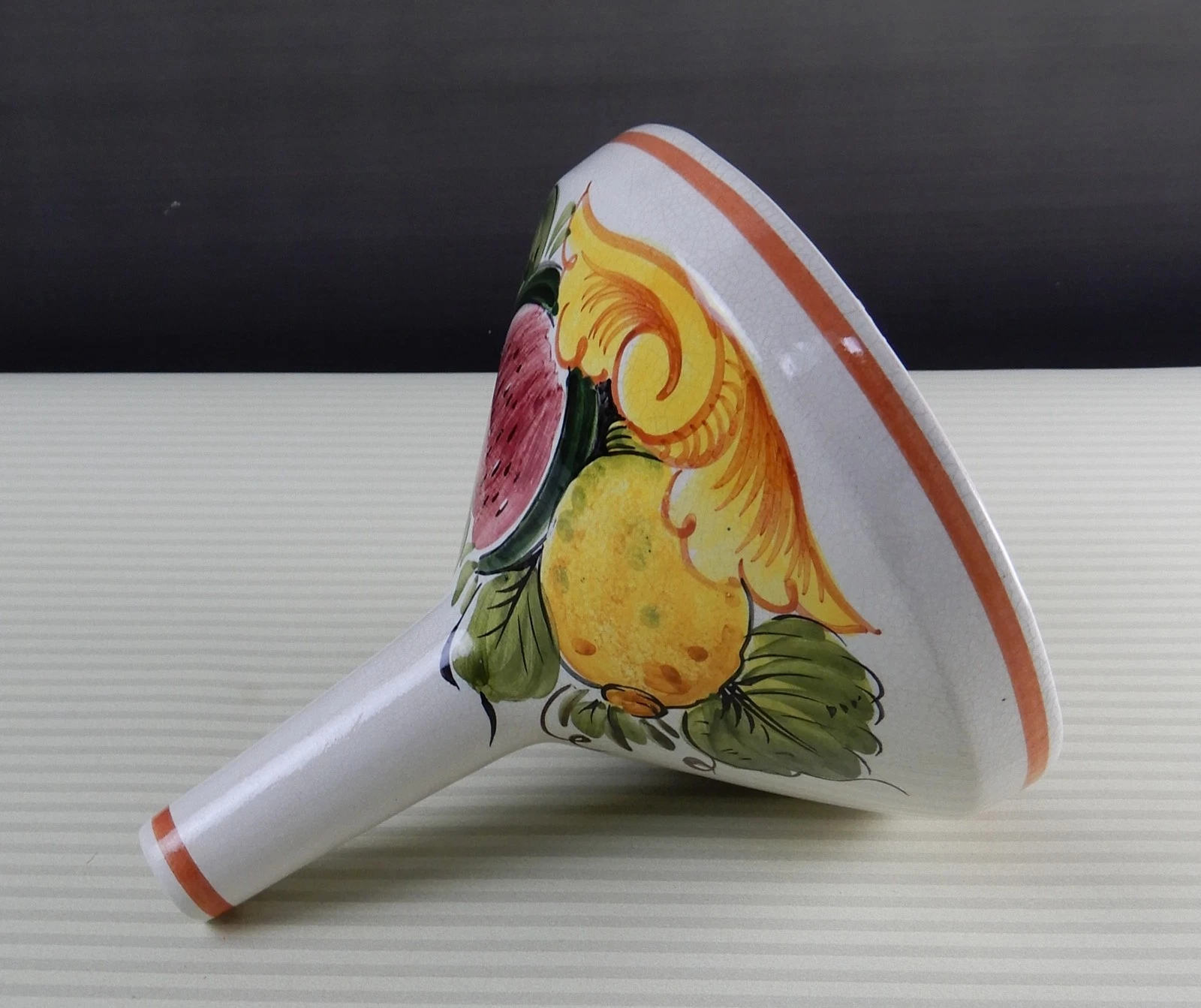 Vintage Ceramiche ABC Bassano Funnel Made In Italy Hand Painted