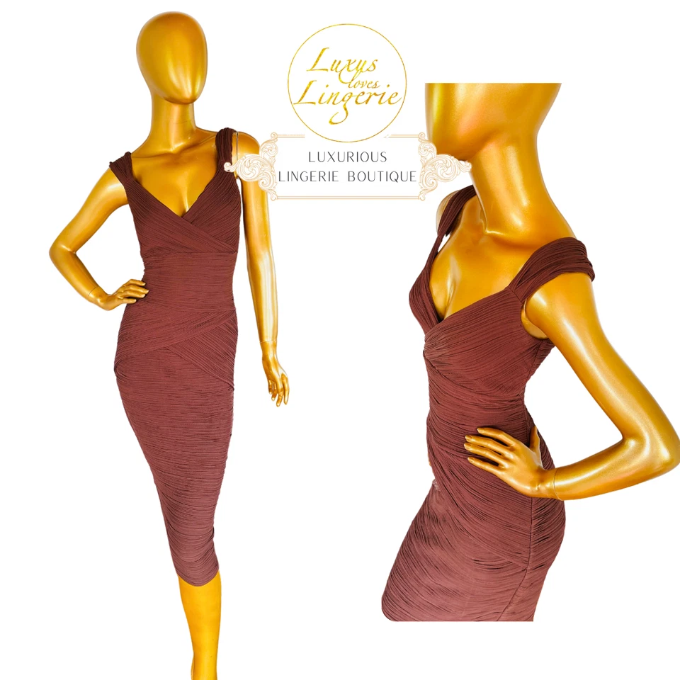 RUSH DRESS by Wolford XS X Small brown braun Drapiert KLeid Ärmellos - Bild 1 von 1