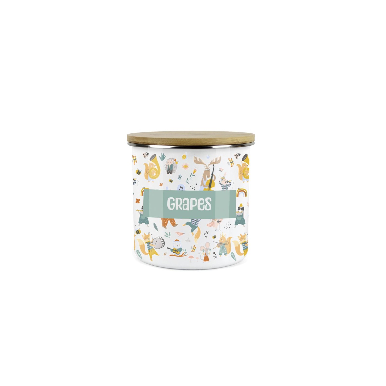 Kids Mini Snack Pot - Grapes Lunchtime Musical Animals Storage Canister