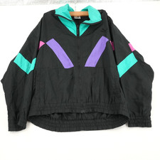 Vintage Puma Black Colorblock Nylon Windbreaker Jacket Size L